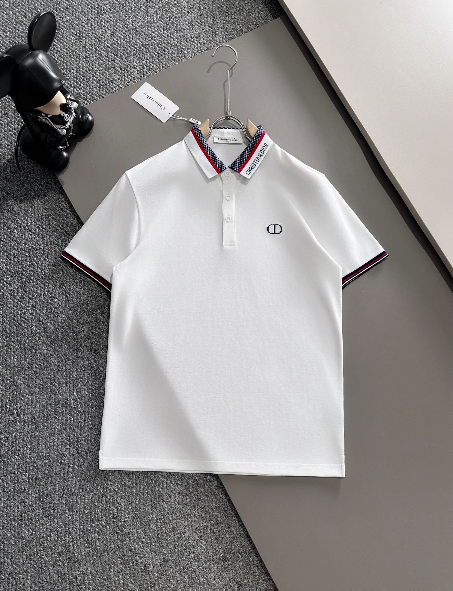 Dior Kleidung Polo T-Shirt Blau Weiß Stickerei Frühling/Sommer Kollektion Fashion