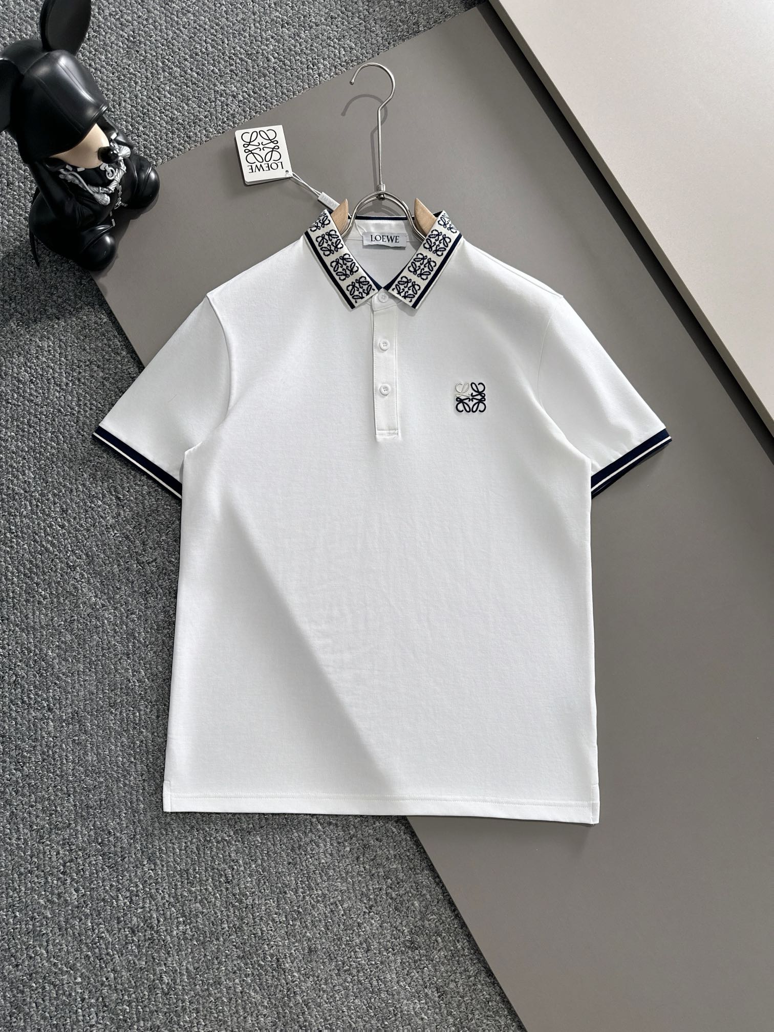 Fendi Kleidung Polo T-Shirt Blau Weiß Stickerei Frühling/Sommer Kollektion Fashion