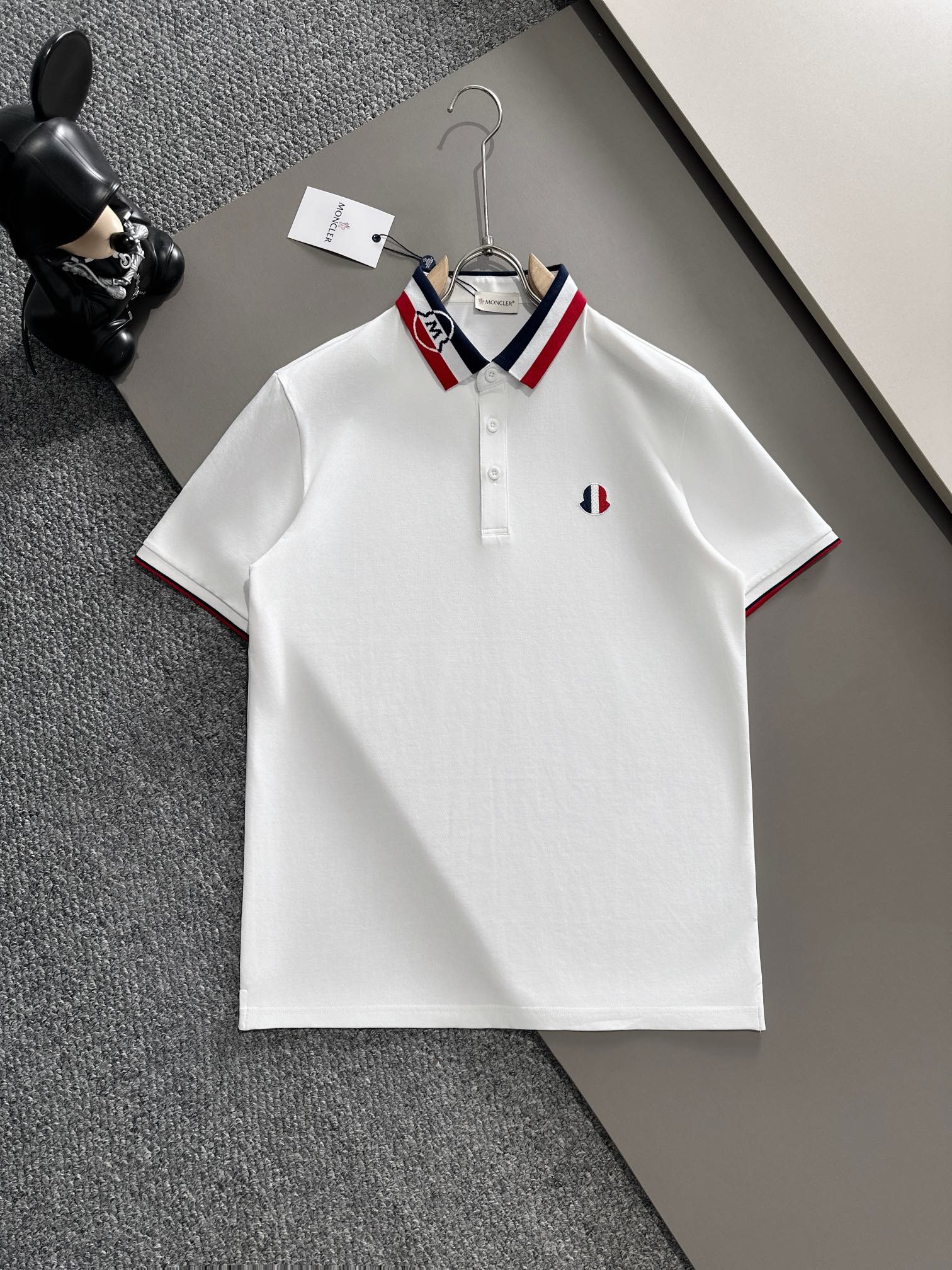 Moncler Repliken
 Kleidung Polo T-Shirt Blau Weiß Stickerei Frühling/Sommer Kollektion Fashion