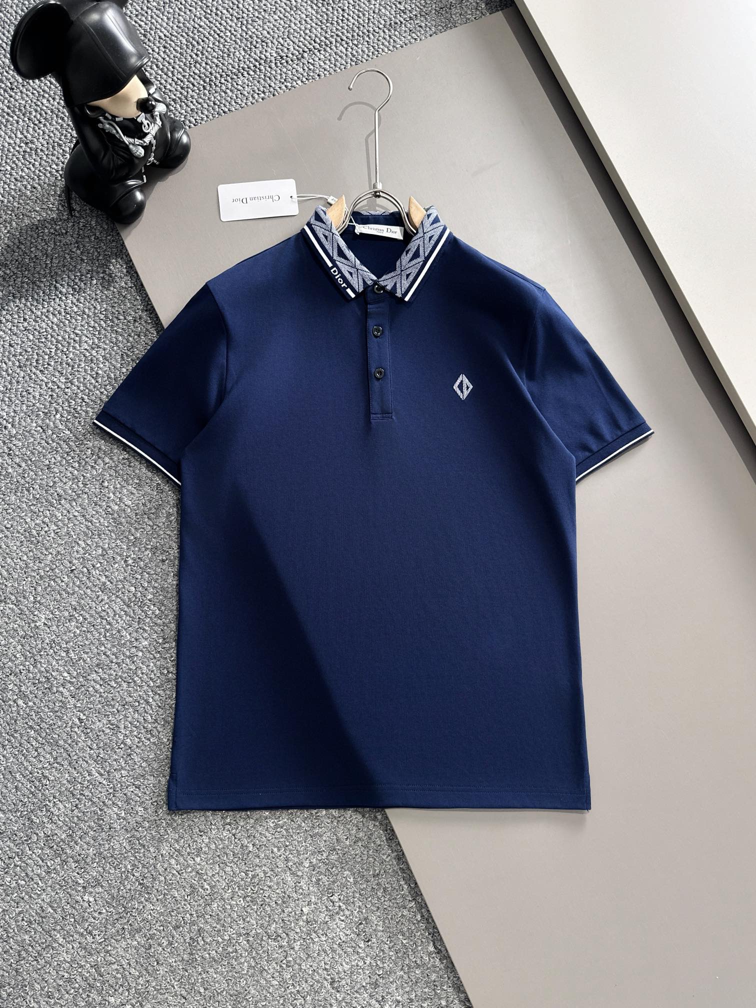 P迪奥245SS新款春夏短袖翻领T恤Polo，最高版本客供定制高端朱地面料简单时尚款，拼色螺纹超级好看！