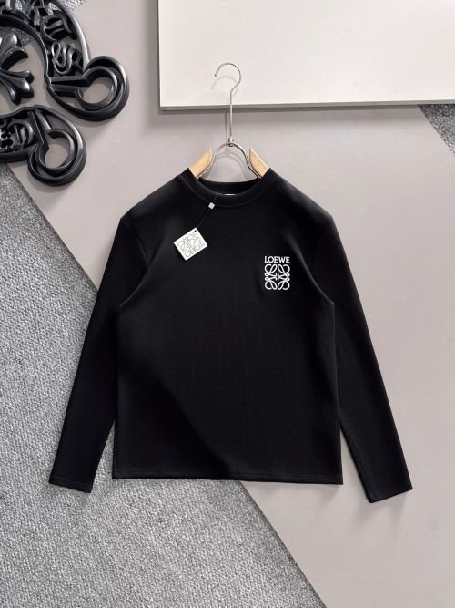 Loewe Men's Long Sleeve T-Shirt - High Density Cotton, Embroidered Logo 1 Loewe Men's Long Sleeve T-Shirt - High Density Cotton, Embroidered Logo