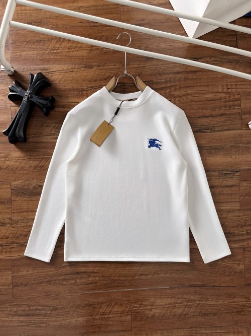 Burberry Men's White Long Sleeve T-Shirt with Embroidered Logo 1 Burberry Men's White Long Sleeve T-Shirt with Embroidered Logo