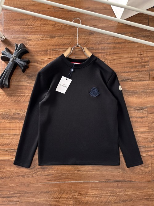 MONCLER Men's Black Long Sleeve T-Shirt - High-Density Cotton, Designer Logo 14 MONCLER Men's Black Long Sleeve T-Shirt - High-Density Cotton, Designer Logo