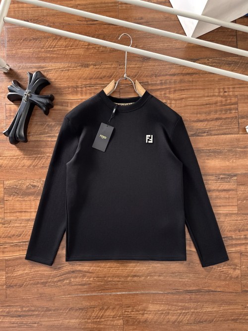 Fendi Men's Black Long Sleeve T-Shirt with Logo - Casual and Stylish 1 Fendi Men's Black Long Sleeve T-Shirt with Logo - Casual and Stylish