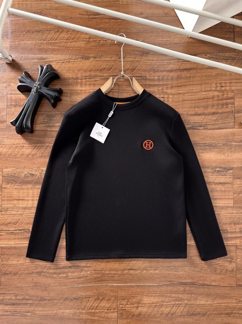 Hermes Men's Black Long Sleeve T-Shirt with Logo Detail - Elegant and Casual 16 Hermes Men's Black Long Sleeve T-Shirt with Logo Detail - Elegant and Casual