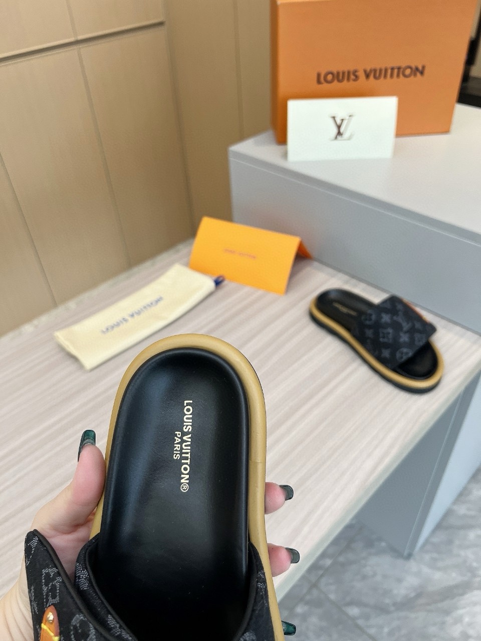 Louis Vuitton Monogram 5D Print Thick Sole Couple Slides - Unisex Style 3 i1711356953 3431 6