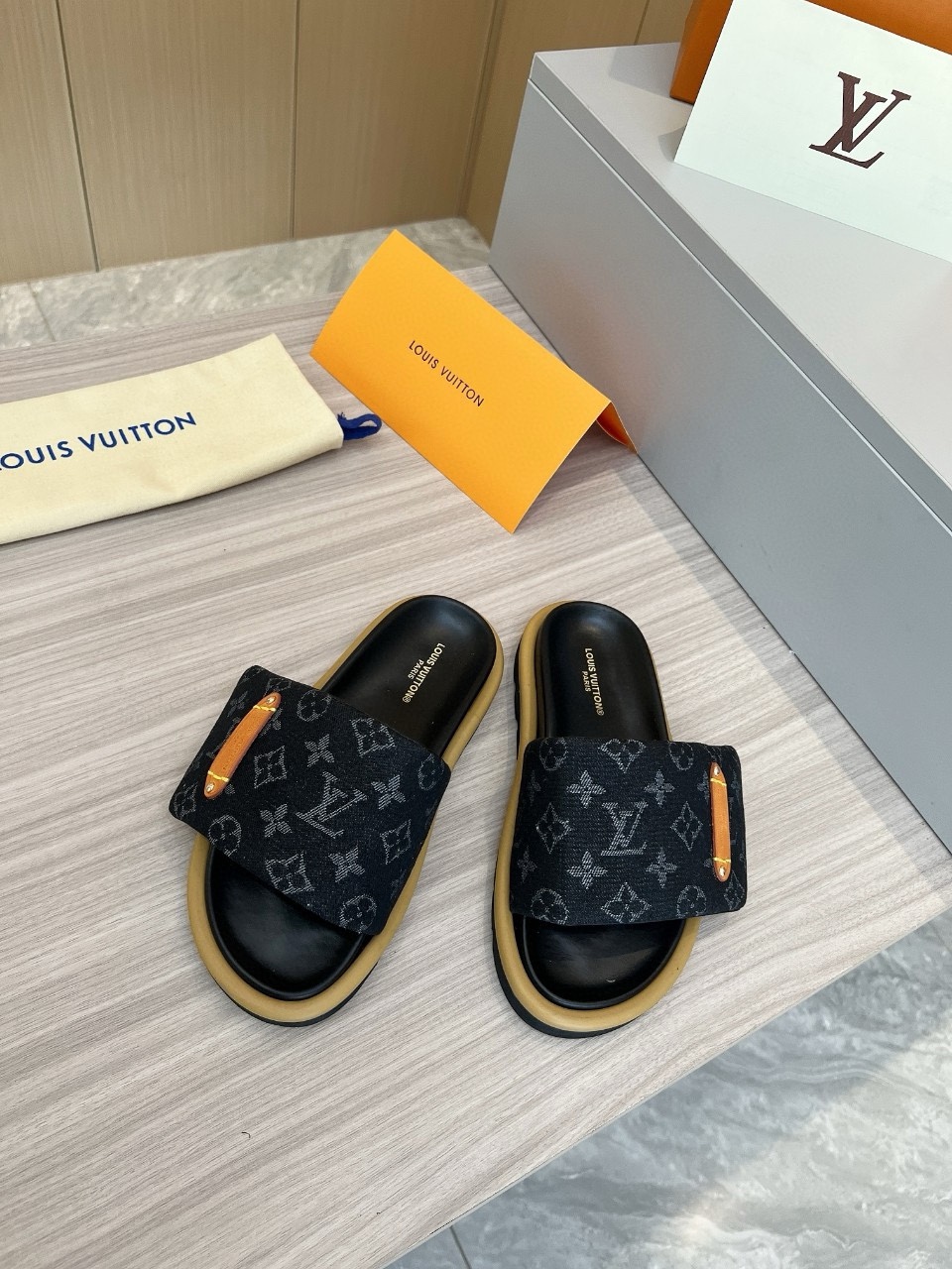 Louis Vuitton Monogram 5D Print Thick Sole Couple Slides - Unisex Style 6 i1711356958 2227 0
