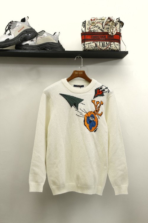 Louis Vuitton Airplane Jacquard Sweater, Crew Neck Pullover, Relaxed Fit 1 Louis Vuitton Airplane Jacquard Sweater, Crew Neck Pullover, Relaxed Fit