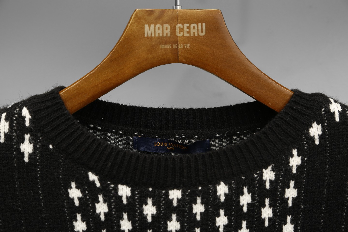 Louis Vuitton Men's Black & White Jacquard Knit Sweater - Modern Style 4 a1724713317965 3354