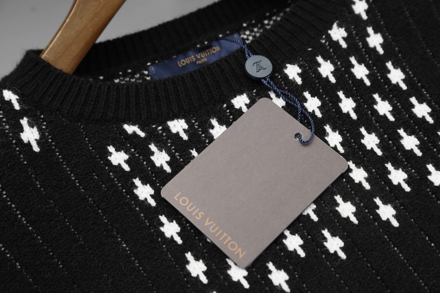 Louis Vuitton Men's Black & White Jacquard Knit Sweater - Modern Style 5 a1724713317988 5875