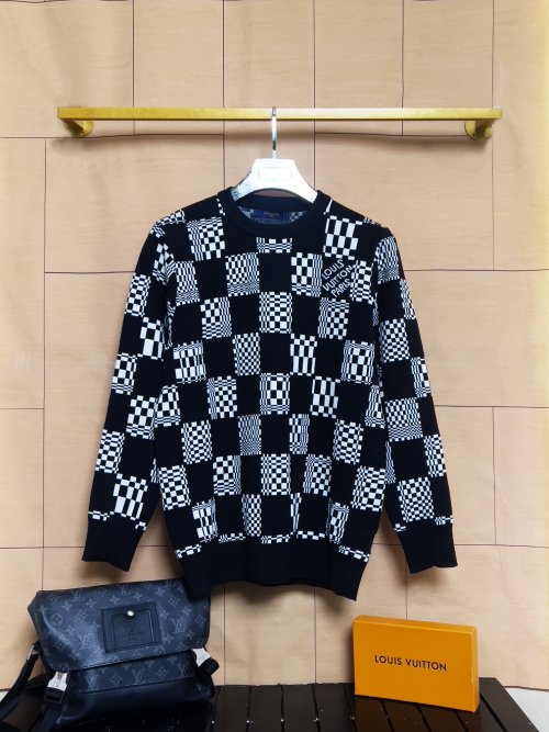 Suéter Louis Vuitton con Diseño de Tablero de Ajedrez para Hombre 1 Suéter Louis Vuitton con Diseño de Tablero de Ajedrez para Hombre