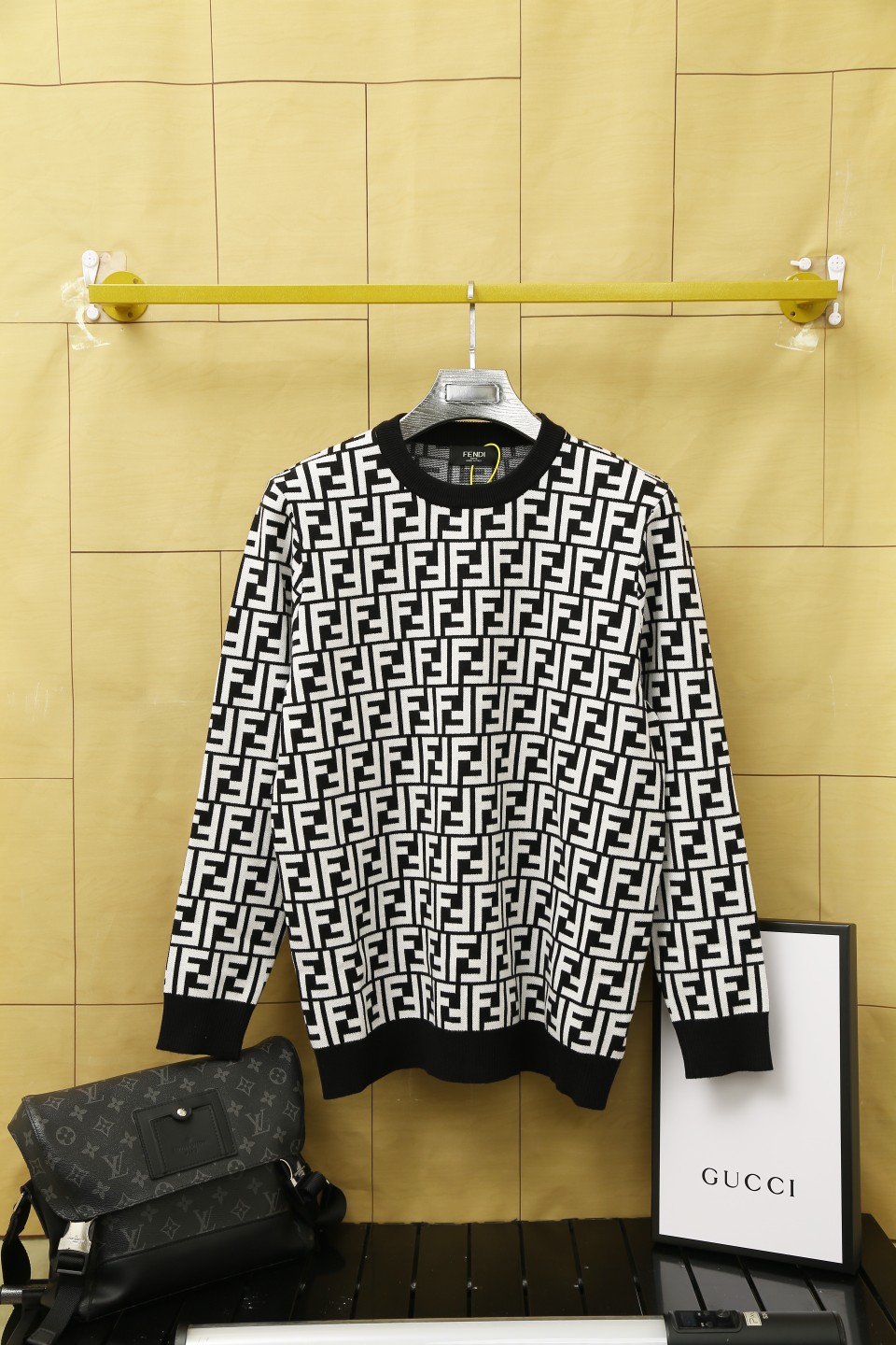 Fendi Women's Round Neck Knitted Wool Blend Sweater, All-Over Double F Motif 2 a1725901898101 3212