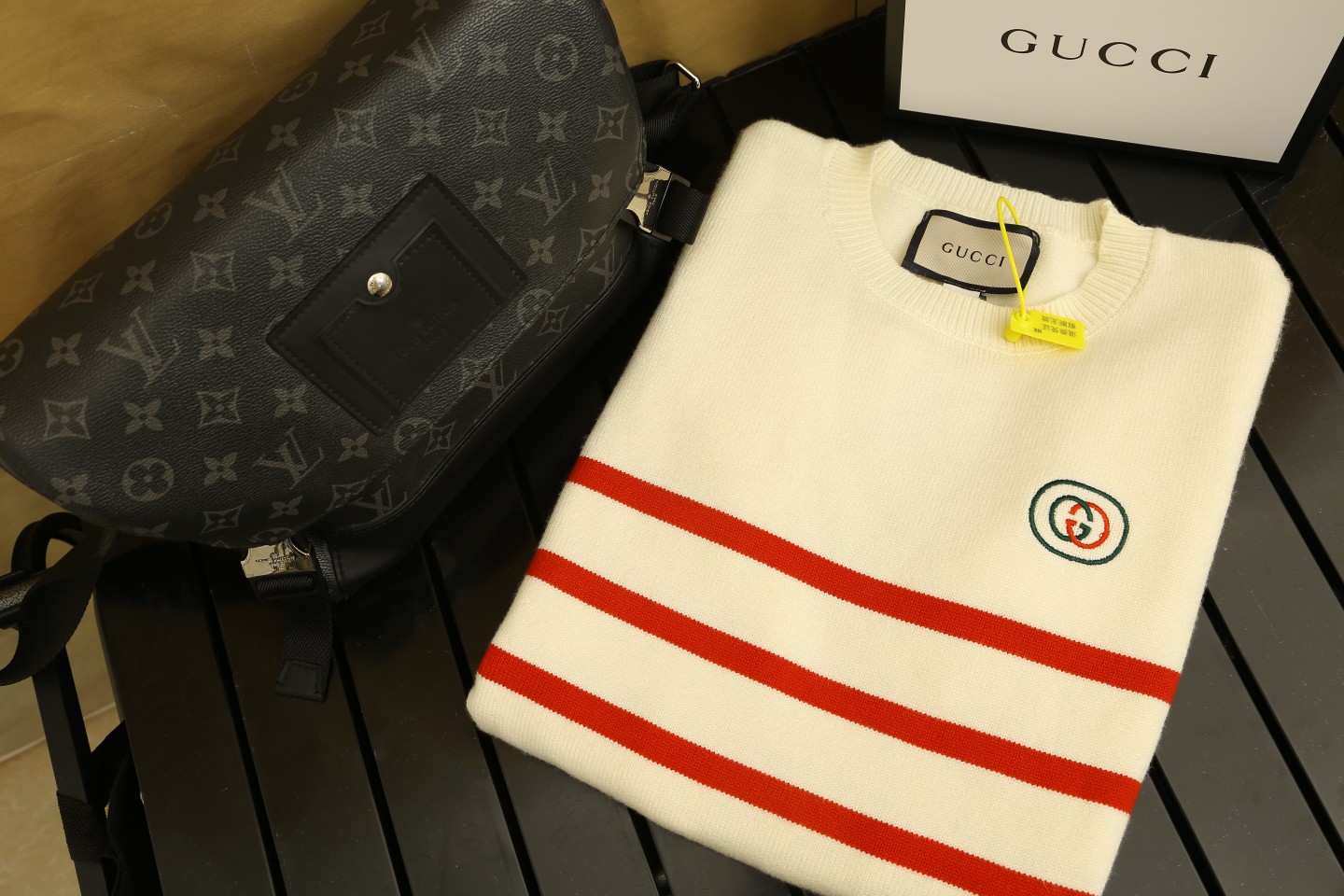 Gucci Striped Knit Sweater with Embroidered Logo - Soft, Comfortable Fit 4 a1726517114242 0461