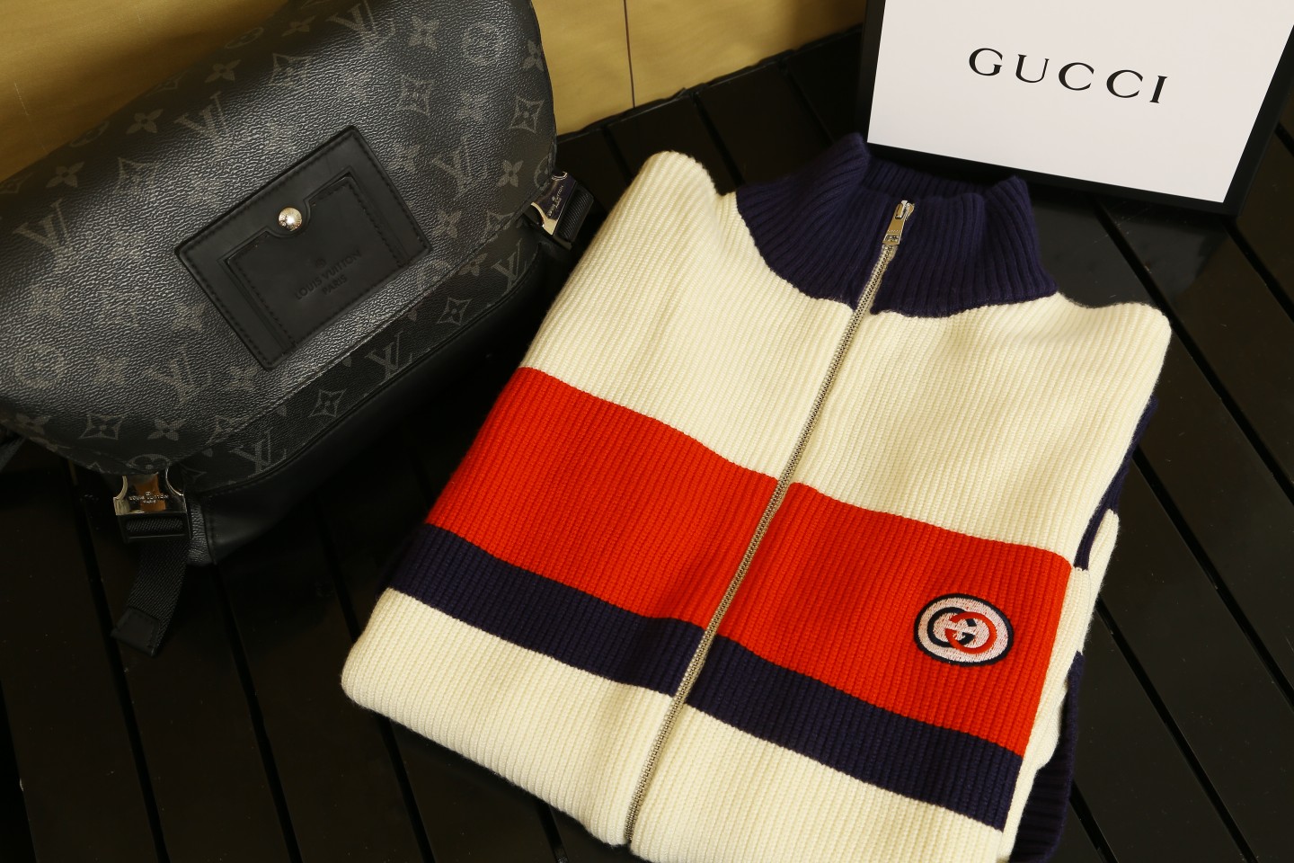 Gucci Men's Wool Knit Zip Cardigan Sweater with Striped Pattern 4 a1726869206728 8588