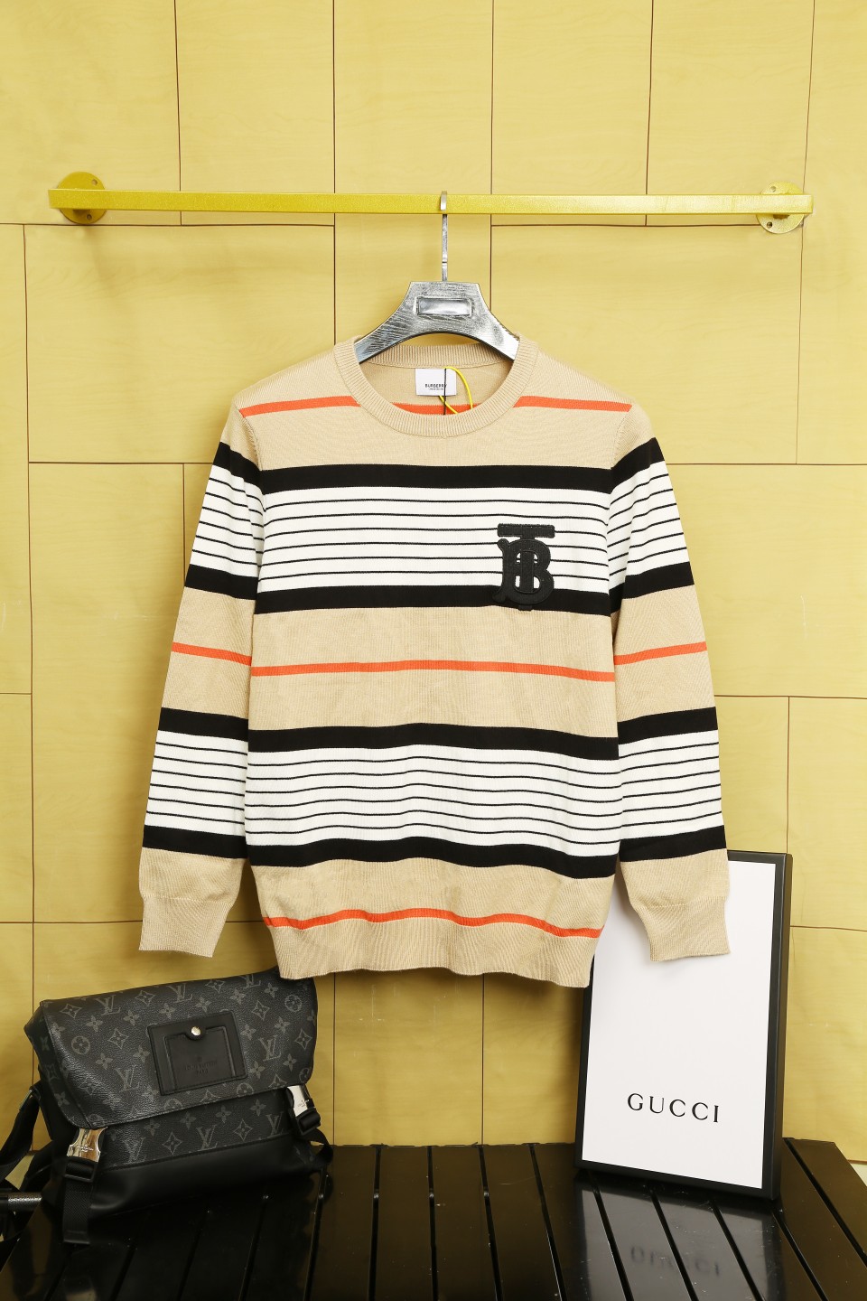 Burberry Striped Wool Sweater with Embroidered Logo, Unisex Design 2 a1726870443331 8722