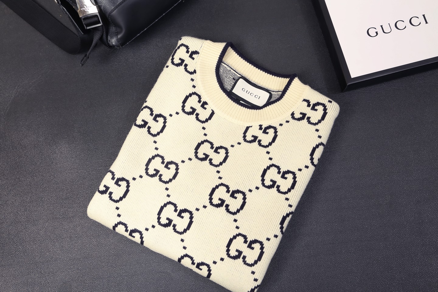 Gucci Wool Jacquard Sweater Diamond Pattern Interlocking Unisex Sweater 4 a1729195264908 0465