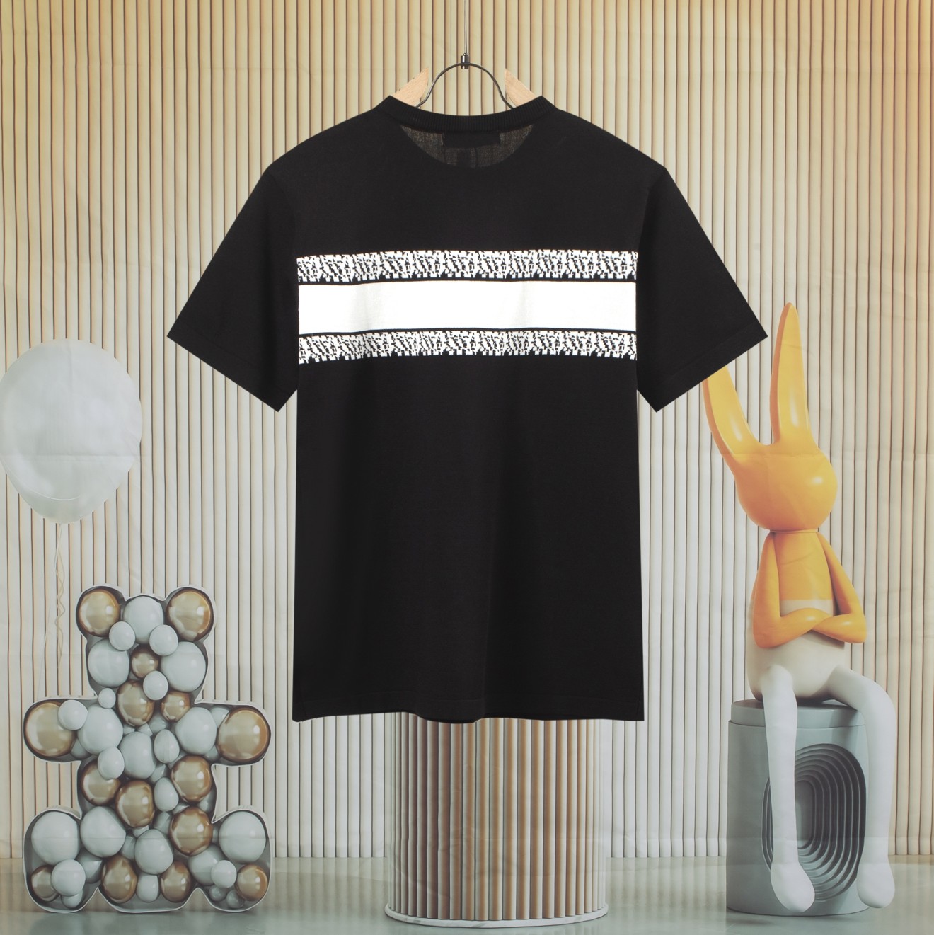 DIOR Classic Logo Striped Jacquard Knit Short Sleeve T-Shirt - Unisex 3 a1742260424127 1062