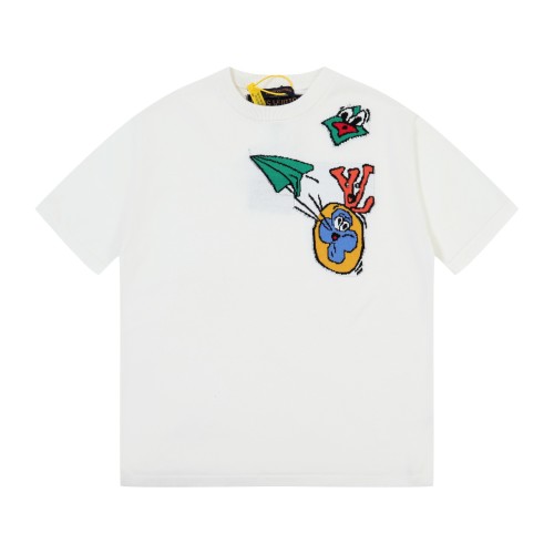 Louis Vuitton Paper Plane Design Knitted Jacquard Short Sleeve T-Shirt 1 Louis Vuitton Paper Plane Design Knitted Jacquard Short Sleeve T-Shirt