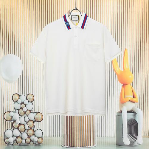 Gucci Embroidered Pocket Polo Shirt, Short Sleeve Cotton Polo For Men 1 Gucci Embroidered Pocket Polo Shirt, Short Sleeve Cotton Polo For Men