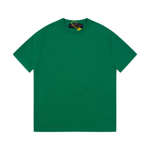 Louis Vuitton Men's Green Jacquard Knit Short Sleeve Crewneck T-Shirt 1 Louis Vuitton Men’s Green Jacquard Knit Short Sleeve Crewneck T-Shirt