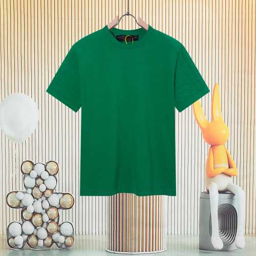 Louis Vuitton Green Jacquard Short Sleeve Cotton T-Shirt 1 Louis Vuitton Green Jacquard Short Sleeve Cotton T-Shirt