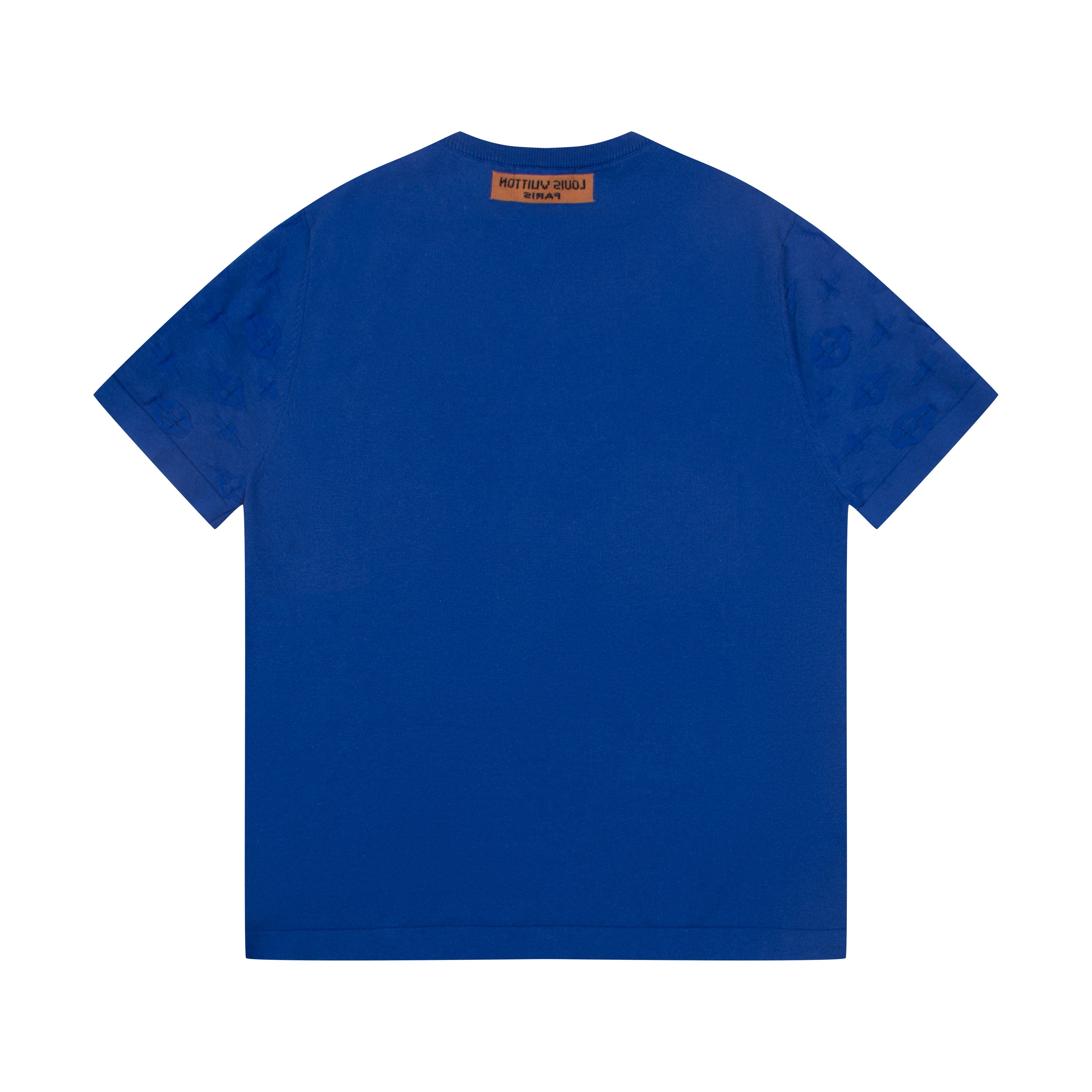 Louis Vuitton Camiseta de Manga Corta con Logotipo en Relieve Azul Eléctrico 3 a1747775617491 0134