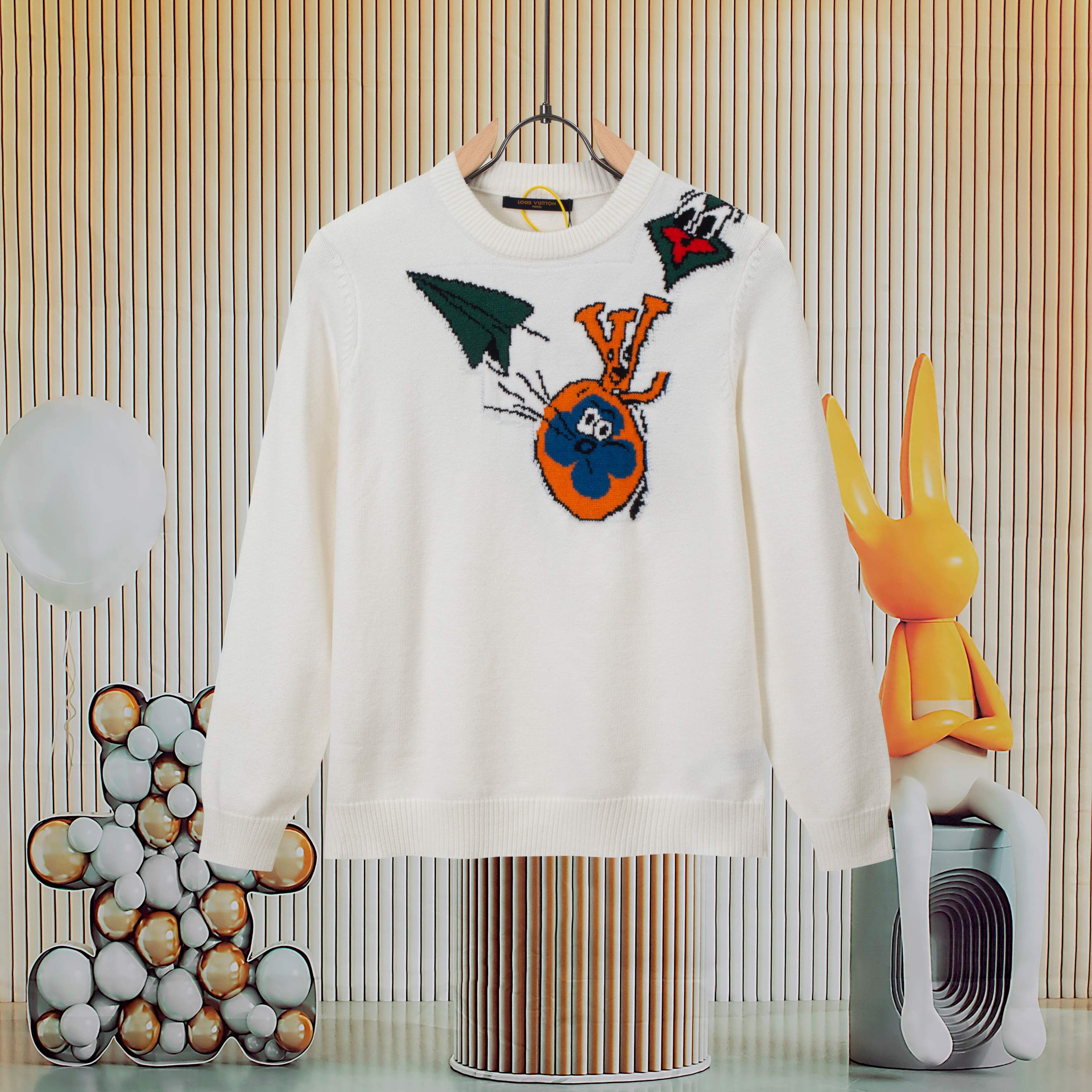 P100 Popular LOUIS VUITTON Jersey de punto con cuello redondo y jacquard con bloques de color de Louis Vuitton. Es muy …