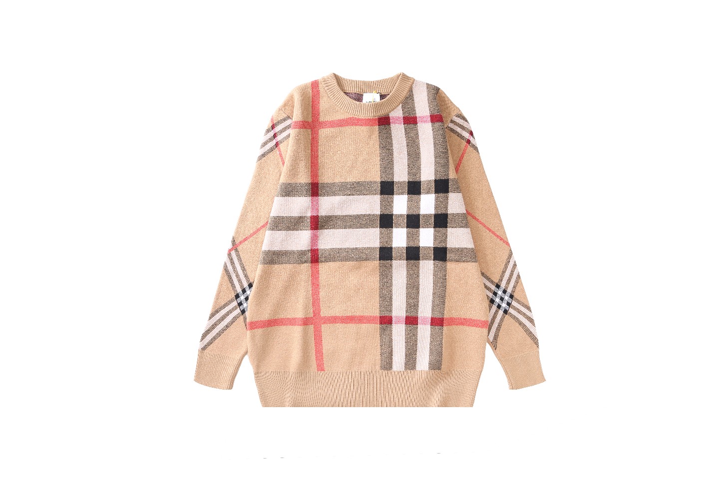 BURBERRY Sudadera con cuello redondo a cuadros y bloques de color Uniforme para hombres y mujeres Parejas Estilo liso S…