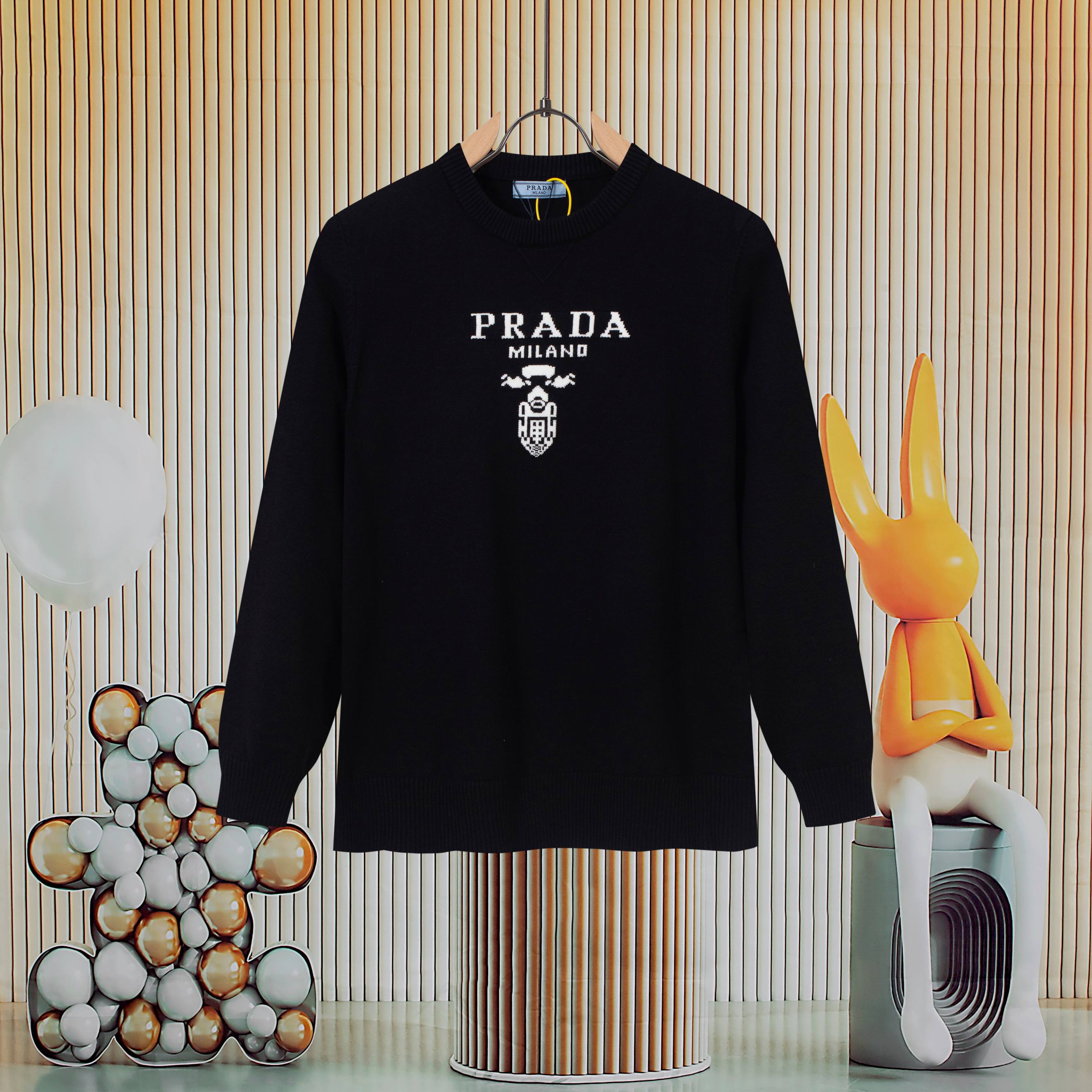 Nuevo estilo de moda, tela original, mismo estilo oficial, lana de cuello redondo PRADA de estilo atractivo, tela suave…