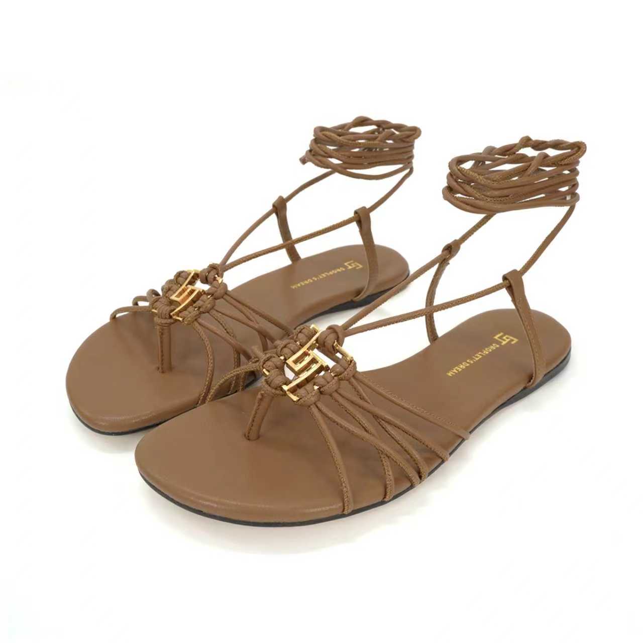 Title: 504GJ Brand Flat-Shoe Shoes with Ankle Straps, Metal Buttons – Elegant and Fashionable Design Summary: Stylish 504GJ flat shoes feature ankle straps, - 图片 1