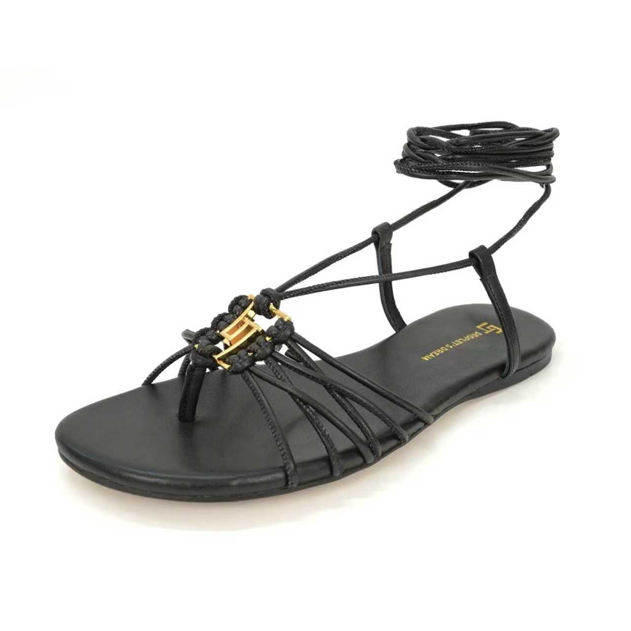 “504GJ Brand Flat Shoes: Stylish ankle straps, branded metal buttons, elegant and fashionable design. Zenium.” - 图片 2