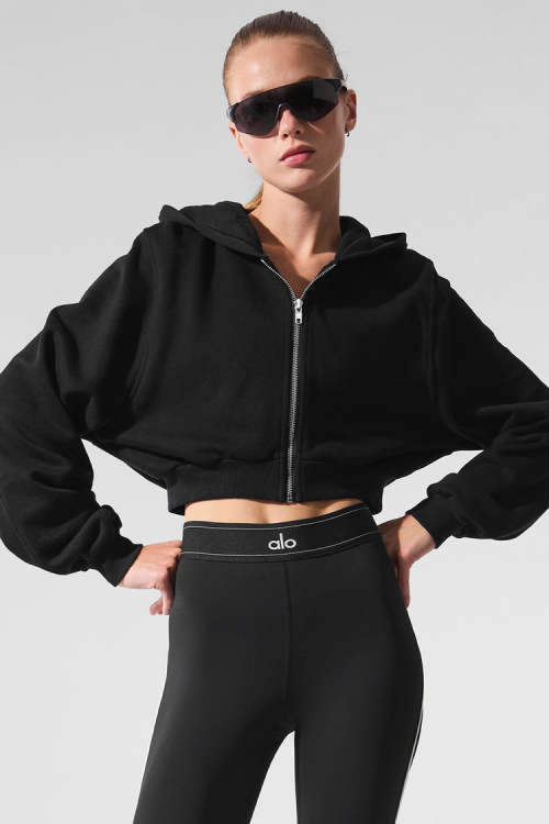 ALO Women's Sweet Escape Cropped Full-Zip Hoodie | Activewear Jacket 1 ALO Women's Sweet Escape Cropped Full-Zip Hoodie | Activewear Jacket