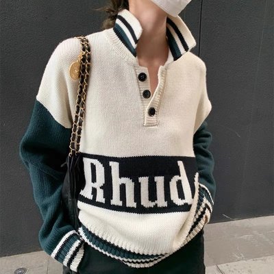 Rhude Clothing Polo Sweatshirts Splicing Unisex Vintage