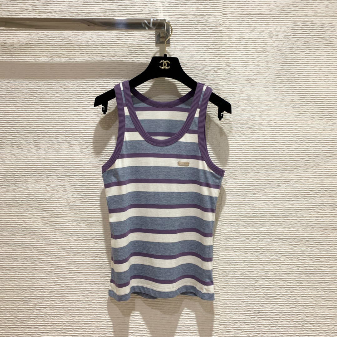 NO:777025,P Home 26 Spring and Summer Striped Sleeveless Vest Purple Morandi color scheme is simple and energetic SML, Prada-clothing, prada,19860909P家26春夏条纹无袖背心 紫莫兰迪配色简约又有活力 SML,普拉达-服装,prada,,Women's clothing