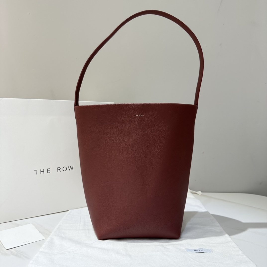 THE ROW 中號 水桶包 羊皮 酒紅色