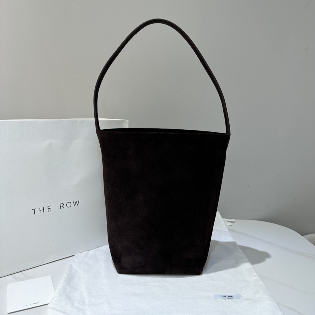 THE ROW Medium Bucket Bag Lambskin Matte Burgundy