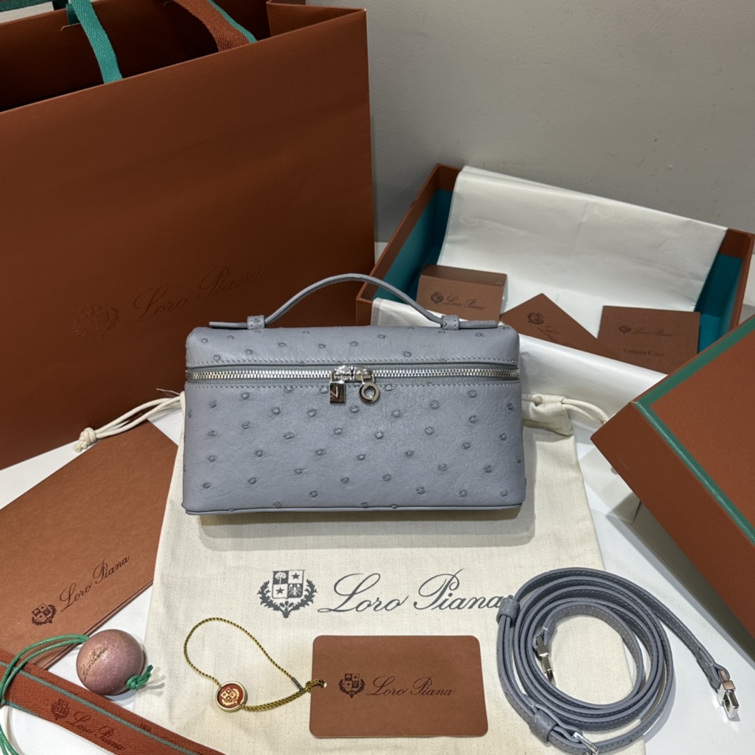 𝐋𝐨𝐫𝐨 𝐏𝐢𝐚𝐧𝐚 🐦 Extra Bag 19 박스백 타조가죽 희귀가죽-최상급 품질