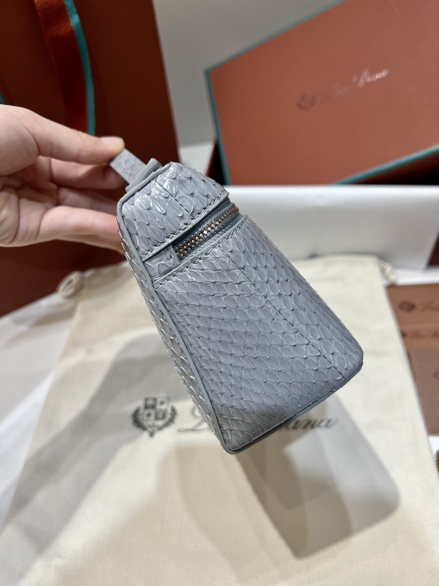 Loro Piana Extra Pocket L19 Glacier Blue Snakeskin Handbag/Crossbody Bag 5 i1732076872 3023 5