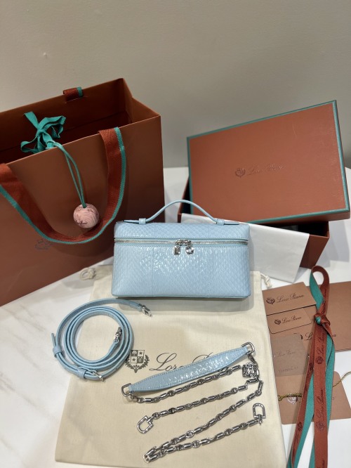 Loro Piana Extra Pocket L19 Sky Blue Watersnake Leather Handbag/Crossbody Bag 1 Loro Piana Extra Pocket L19 Sky Blue Watersnake Leather Handbag/Crossbody Bag
