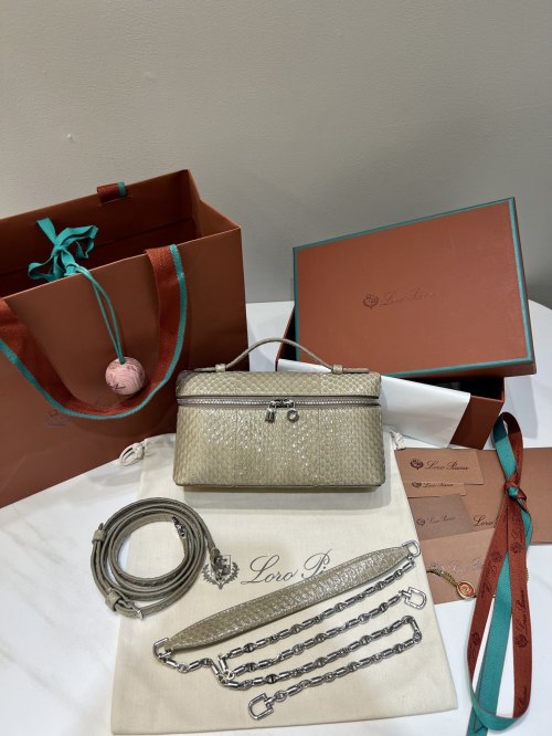 Loro Piana Extra Pocket L19 Water Snake Handbag Crossbody Bag - Elephant Gray