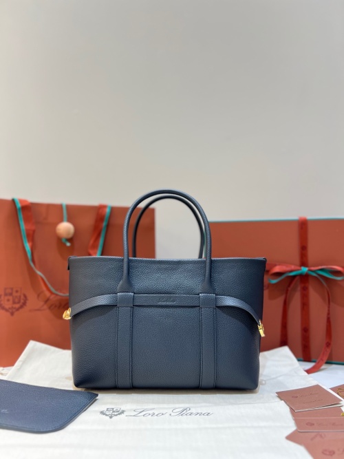 Loro Piana Ghiera Small Navy Blue Grained Leather Shopper Tote Bag 1 Loro Piana Ghiera Small Navy Blue Grained Leather Shopper Tote Bag