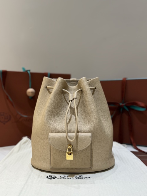 Loro Piana Extra Drawstring Backpack in Pale Cream Leather with Gold Hardware 1 Loro Piana Extra Drawstring Backpack in Pale Cream Leather with Gold Hardware