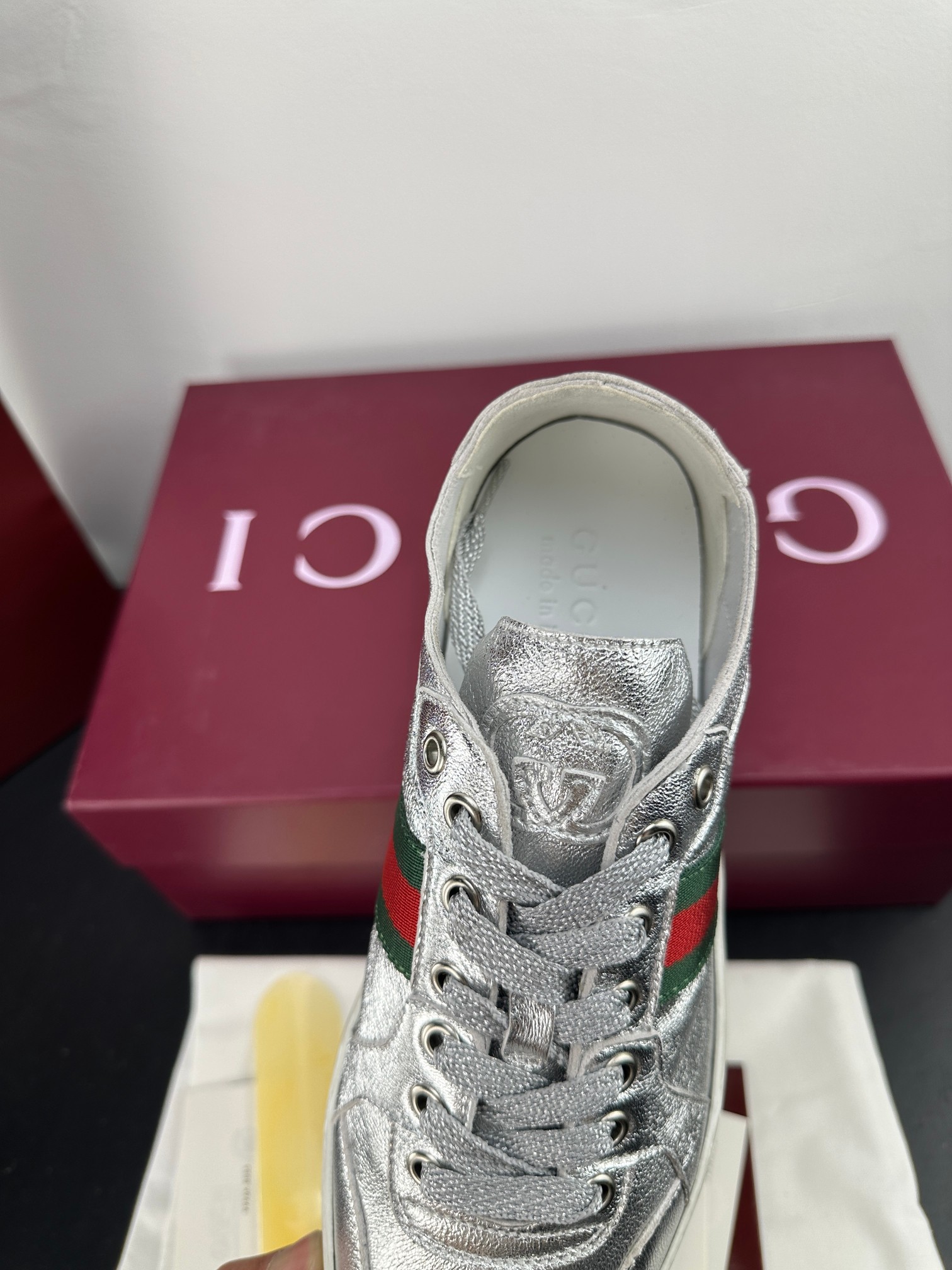 Gucci Style Green Leather Men's Shoes style reference detail image 5 from source 781277