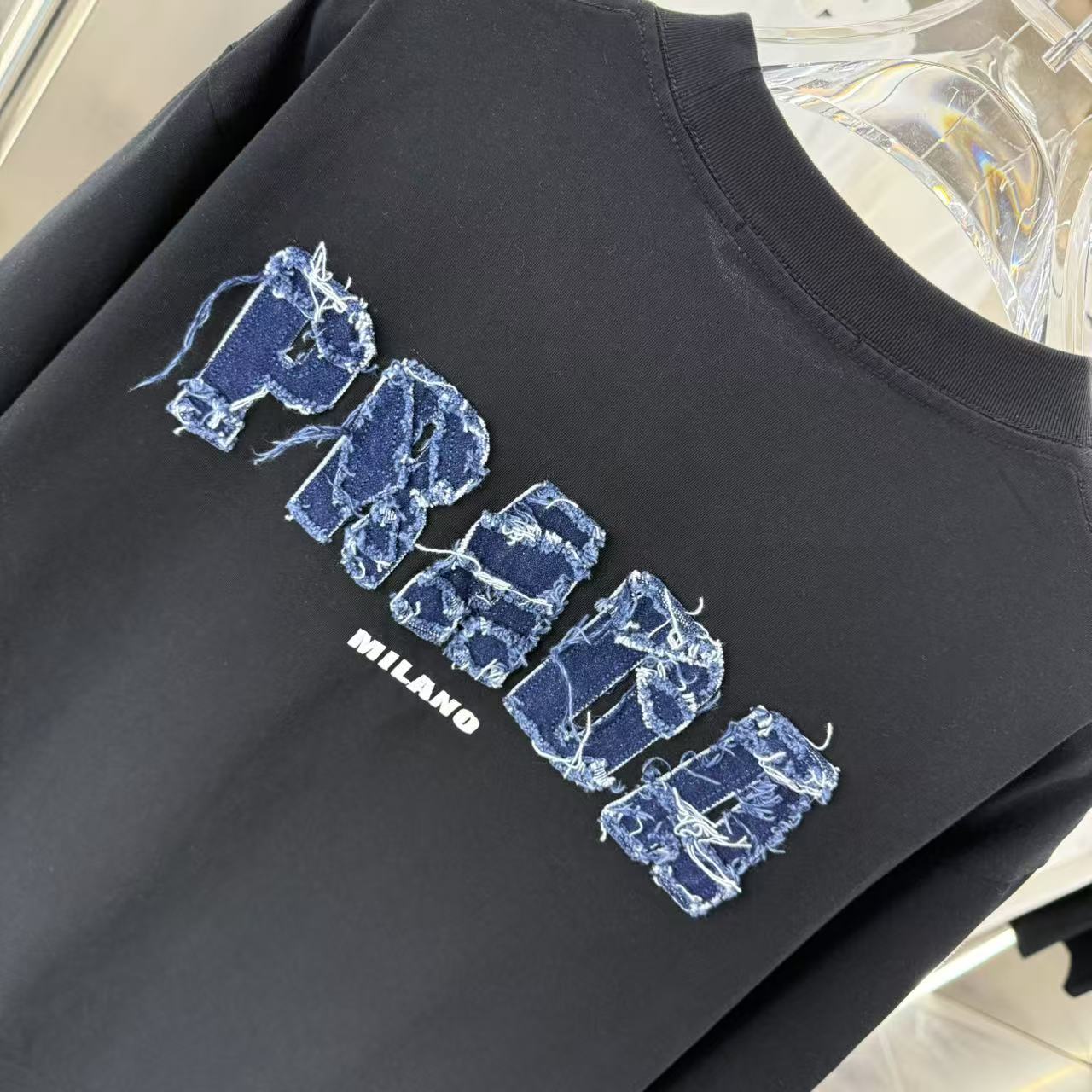  PAD 2025春夏新款 牛仔贴布绣圆领短袖tee 实物很棒男女同款宽松版 尺码S M L XL XX