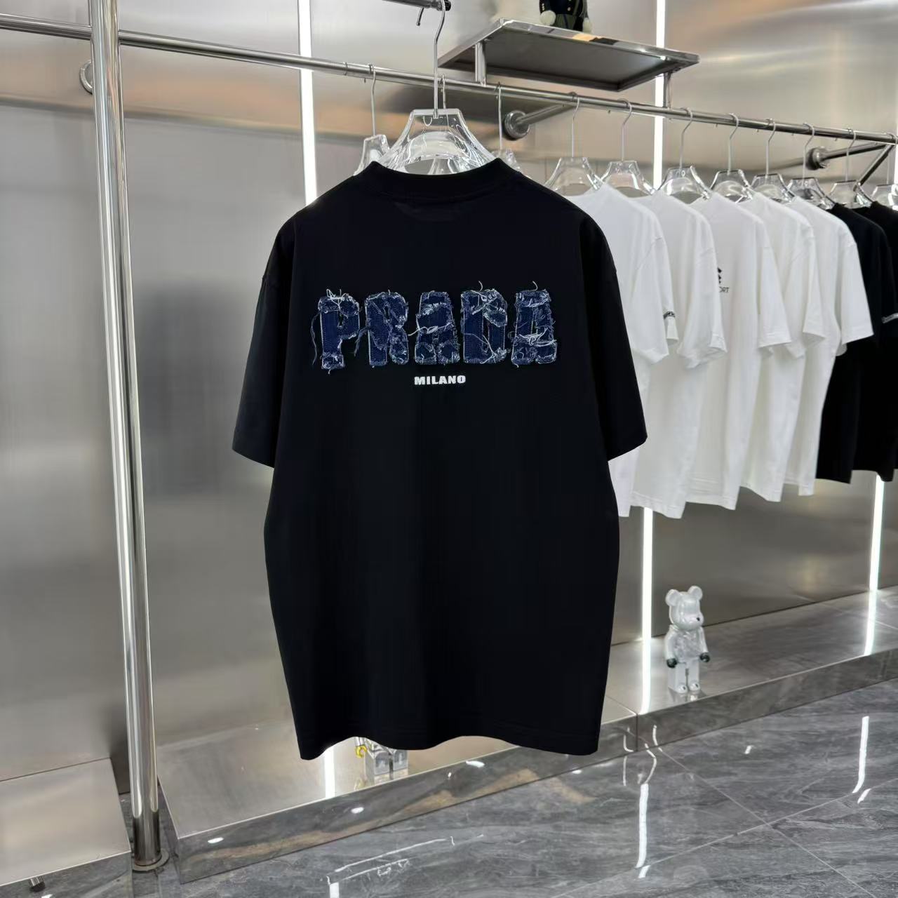  PAD 2025春夏新款 牛仔贴布绣圆领短袖tee 实物很棒男女同款宽松版 尺码S M L XL XX