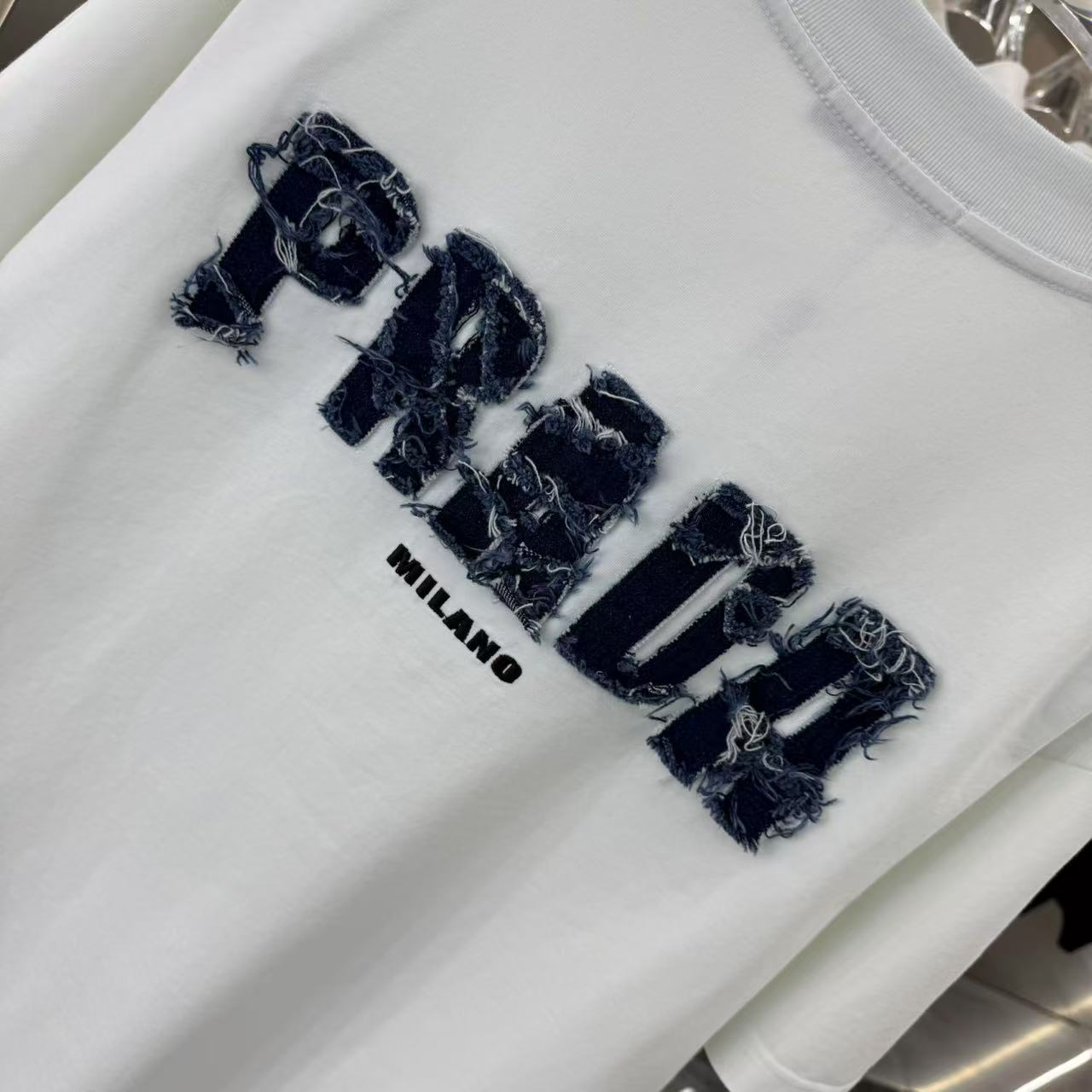  PAD 2025春夏新款 牛仔贴布绣圆领短袖tee 实物很棒男女同款宽松版 尺码S M L XL XX