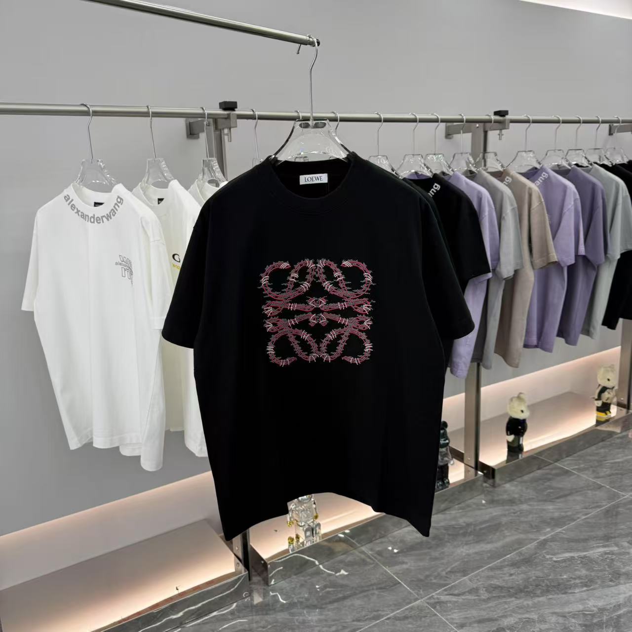 Loewe Embroidered Logo T-Shirt Unisex Cotton Tee Short Sleeve Top