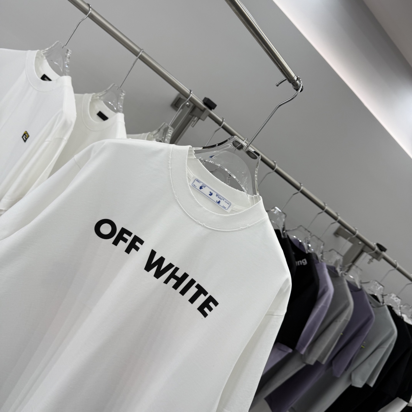 Off White 2025 Flocked Logo Tee - Washed, Distressed, Unisex Fit 3 i1755931343186 4996 0 2