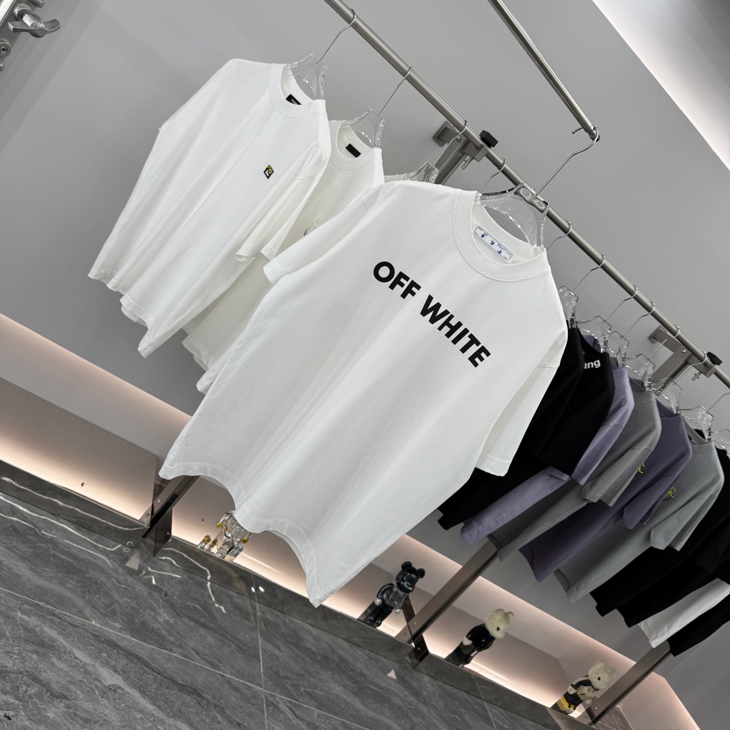 Off White 2025 Flocked Logo Tee - Washed, Distressed, Unisex Fit 2 i1755931343189 6885 0 1
