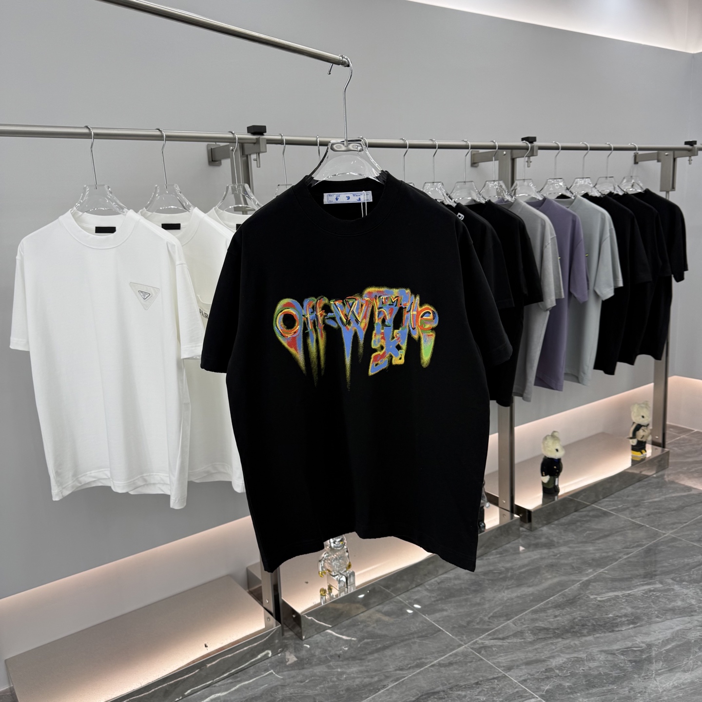 Off-White 2025 F/W Embroidered & Iridescent Print Tee - Unisex Loose Fit